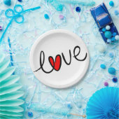 Moderne Hochzeit mit Rotherz-Typografie-Liebe Pappteller (Party)