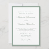 Moderne Hochzeit mit salbeigrüner Umrandung Einladung (Vorderseite)