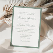 Moderne Hochzeit mit salbeigrüner Umrandung Einladung