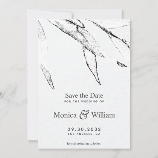 Moderne Hochzeit mit schwarz-weiß-Grafik Save The Date (Vorderseite)