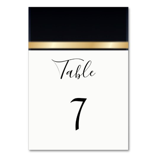 Moderne Hochzeit mit Schwarz-weißem Gold Tischnummer (Rückseite)