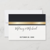 Moderne Hochzeit mit Schwarz-weißem Gold und RSVP Karte (Rückseite)