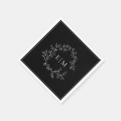 Moderne Hochzeit mit Schwarz-weißem Wappen Serviette (Ecke)