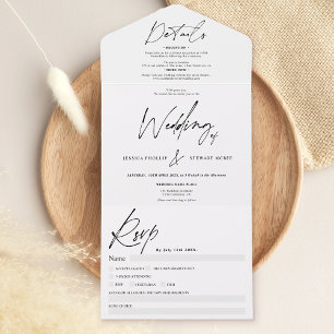 Moderne Hochzeit mit Schwarz-weißer Eleganz All In One Einladung