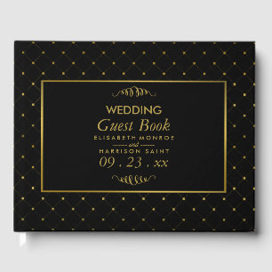 Moderne Hochzeit mit schwarzem und goldenem Folien Gästebuch