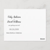 Moderne Hochzeit mit schwarzen Schriften Speichern Postkarte (Rückseite)