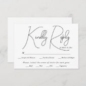 Moderne Hochzeit mit schwarzer Schrift RSVP Karte (Vorne/Hinten)