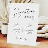 Moderne Hochzeit mit seiner und ihrer Unterschrift Sockelschild