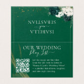 Moderne Hochzeit mit Smaragdgrüner Rose und QR-Cod (Außenseite Aufgefaltet)