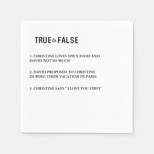 Moderne Hochzeit mit True oder false monogram Serviette (Vorderseite)