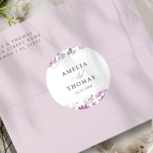 Moderne Hochzeit mit Wasserfarben in Rosa Runder Aufkleber