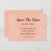 Moderne Hochzeit mit weißer Blüte aus Korallen Save The Date (Vorne/Hinten)