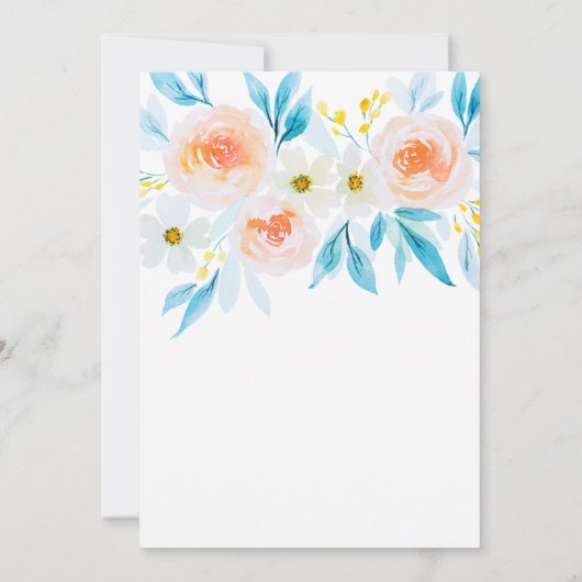 Moderne Hochzeit mit weißer und blauer Wasserfarbe Einladung (Rückseite)