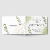 Moderne Hochzeit mit weißer und grüner Wasserfarbe Gästebuch (Voll)