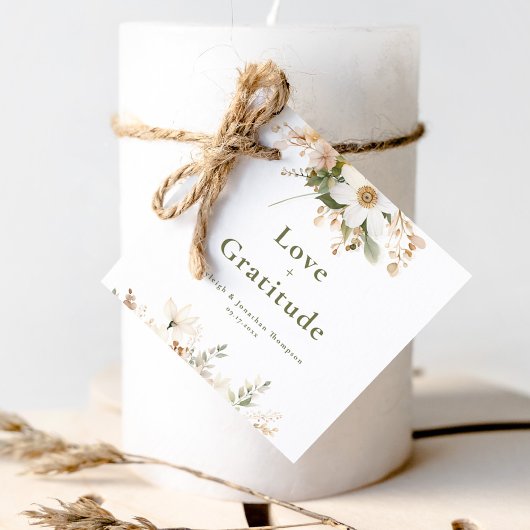 Moderne Hochzeit mit weißer Wasserfarbe Geschenkanhänger