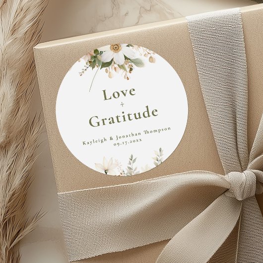 Moderne Hochzeit mit weißer Wasserfarbe Runder Aufkleber