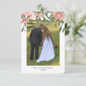 Moderne Hochzeit mit zwei Fotos Blush Rose Dankeskarte (Stehend Vorderseite)
