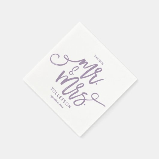 Moderne Hochzeit Napkins | Pinselschrift (Lavendel Serviette (Ecke)