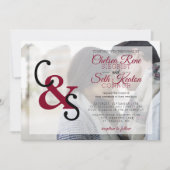 Moderne Hochzeit oder Jahrestag - Roter Maroon Einladung (Vorderseite)