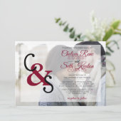 Moderne Hochzeit oder Jahrestag - Roter Maroon Einladung (Stehend Vorderseite)