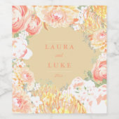 Moderne Hochzeit, Pfirsichblume Weinetikett (Einzelnes Label)