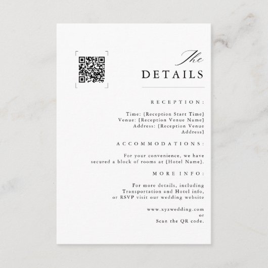 Moderne Hochzeit | QR Code Minimalistisch Schwarz/ Begleitkarte (Vorderseite)