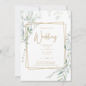 Moderne Hochzeit QR Code RSVP mit Grünpflanzen Einladung (Vorderseite)