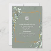 Moderne Hochzeit QR Code RSVP mit Grünpflanzen Einladung (Rückseite)