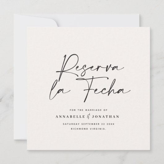 Moderne Hochzeit Reserva la Fecha Creme schwarz Save The Date (Vorderseite)