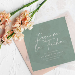 Moderne Hochzeit Reserva la Fecha sage grün Save The Date