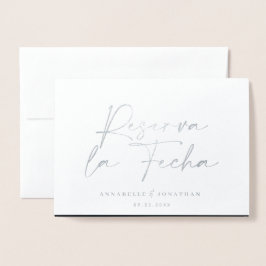 Moderne Hochzeit Reserva la Fecha schwarzes Silber Folienkarte