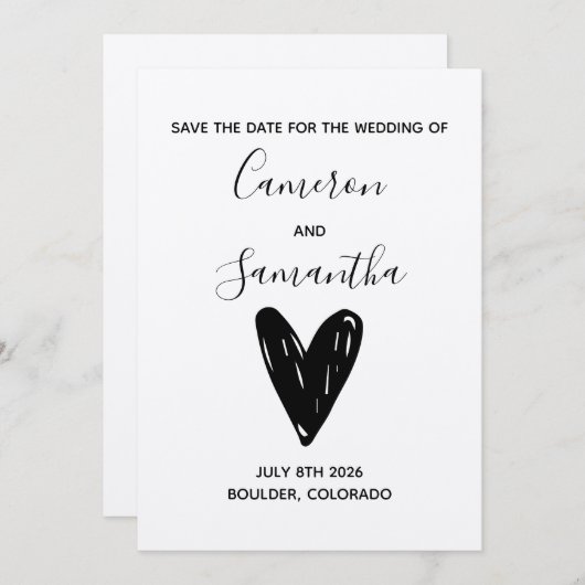 Moderne Hochzeit retten das Datum Save The Date (Vorne/Hinten)