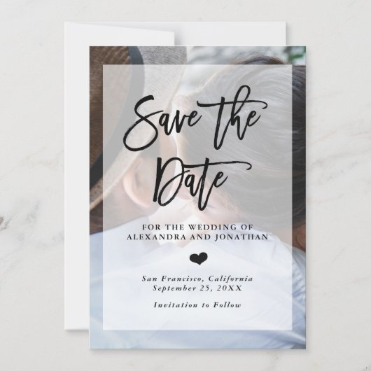 Moderne Hochzeit rettet das Datum | Foto mit Overl Magneteinladung (Vorderseite)