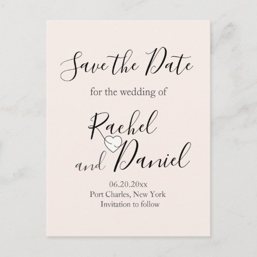 Moderne Hochzeit rettet das Datum Postkarte (Vorderseite)
