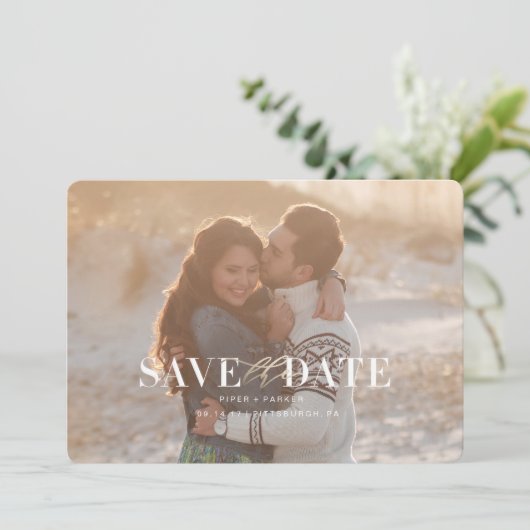 Moderne Hochzeit rettet die Termine Save The Date (Stehend Vorderseite)