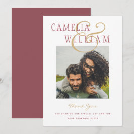 Moderne Hochzeit Rose Rosa Gold DANK IHNEN FOTO In Einladung