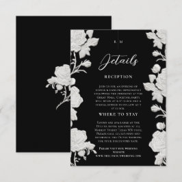 Moderne Hochzeit Rose Weiß & Schwarz Begleitkarte