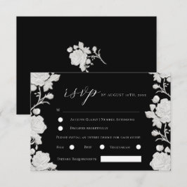 Moderne Hochzeit Rose weiß & schwarz im Trend RSVP Karte