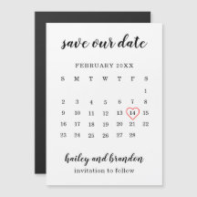 Moderne Hochzeit Rot Herz Save-the-Date-Kalender