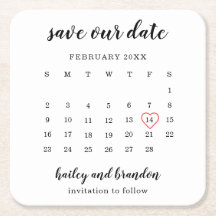 Moderne Hochzeit Rot Herz Save-the-Date-Kalender
