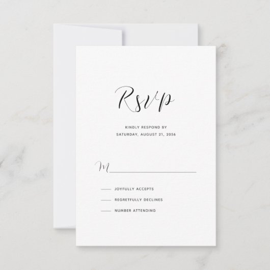 Moderne Hochzeit RSVP Karte (Vorderseite)