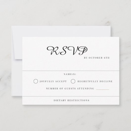 Moderne Hochzeit RSVP Karte (Vorderseite)