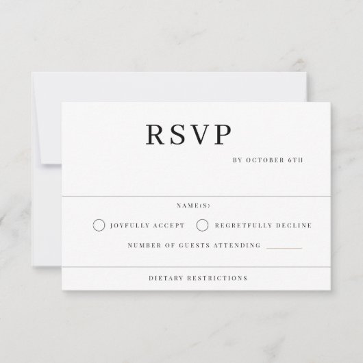 Moderne Hochzeit RSVP Karte (Vorderseite)