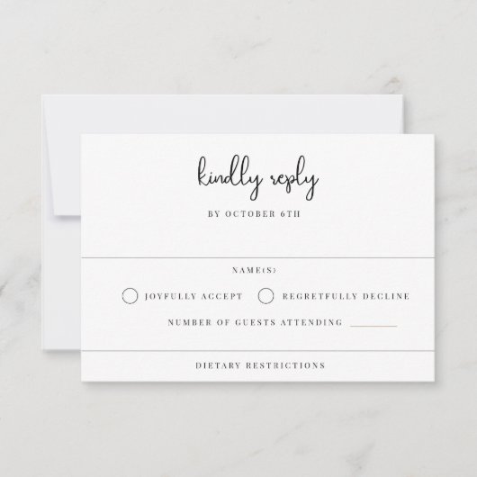 Moderne Hochzeit RSVP Karte (Vorderseite)