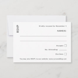 Moderne Hochzeit RSVP Karte