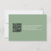 Moderne Hochzeit Sage grüner QR-Code reservierte S Einladung (Rückseite)