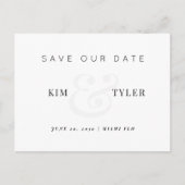 Moderne Hochzeit Save the Date Ankündigungspostkarte (Vorderseite)
