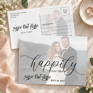 Moderne Hochzeit Save the Date - Glücklich bis ans Ankündigungspostkarte