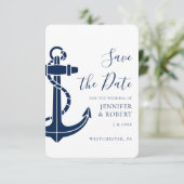 Moderne Hochzeit 'Save the Date' Karte mit nautisc (Stehend Vorderseite)