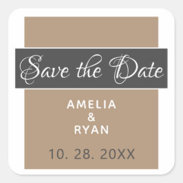 Moderne Hochzeit Save the Date Quadratischer Aufkleber